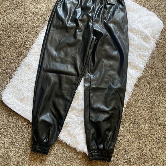 Doubljue Faux Leather Jogger Pants NEW Size XL Black - Picture 3 of 9